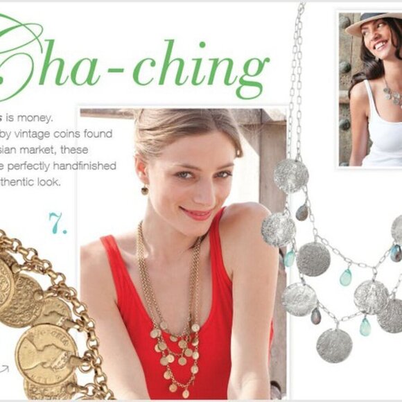 💜 Stella & Dot Rio Triple Strand Gold Coin Necklace - Picture 8 of 8